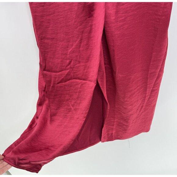 NWT Mila Mae Dress Wine Red Long Sleeve Maxi Knot Front Sz M - Picture 2 of 16